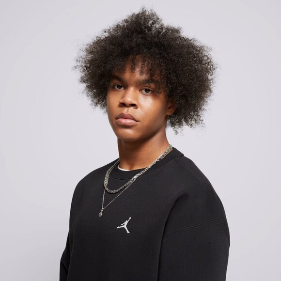 Jordan Brooklyn Fleece Mens Crew-Neck Sweatshirt Black - Picture 5 of 14